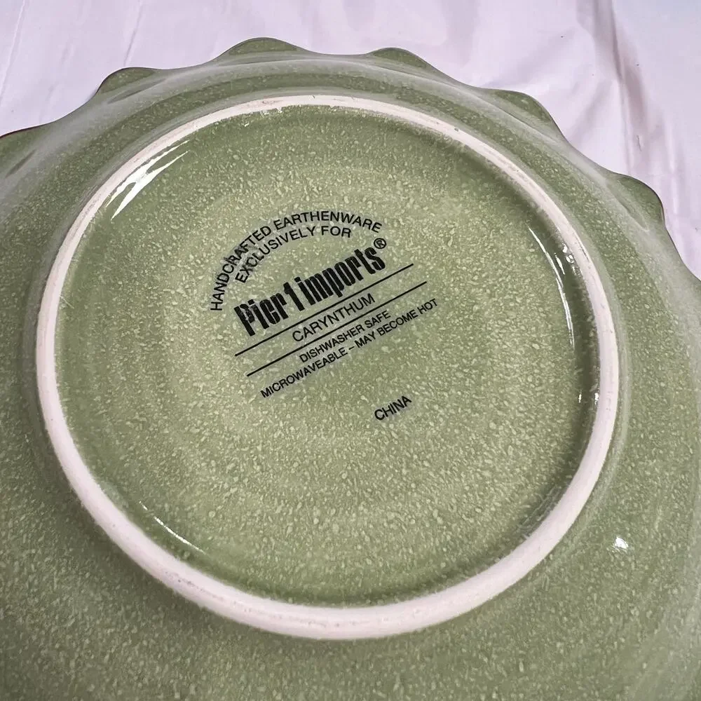 Pier 1 Carynthum Earthenware Plate 8 Inch Handcrafted Floral Dessert Dish